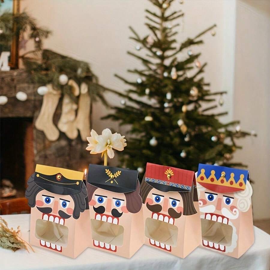 5pcs Christmas Gift Set For Her/Him, Christmas Gift Box With Window, Small 3D Cardboard Box, Suitable For Holiday Party, Perfect Choice For Holiday Treats - Multicolor - View 1