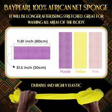 3 Pieces African Bath Sponge African Net Long Net Bath Sponge Exfoliating Shower Body Scrubber Back Scrubber Skin Smoother,Great For Daily Use (Pink,Yellow,Purple) - Multicolor - View 5