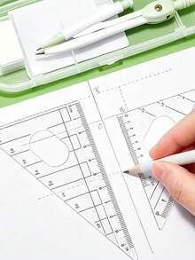 Multifunctional Geometric Ruler Set, Drawing Tools Set (Includes Protractor, Triangle Ruler, Straight Ruler, Compass, Etc.), Angle Ruler And Protractor. Specially Designed For Measuring And Drawing, Ideal For School, Office And Woodworking. Multifunctional, Durable And Resistant To Bending, Clear Markings. Suitable For School And Woodworking Manual Measurement And Drawing - Multicolor - View 8