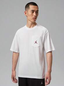Jordan Men's AS POCKET SS CREW Short Sleeve Knit Collarless T-Shirt TIF3070-100 - Black and White - View 1