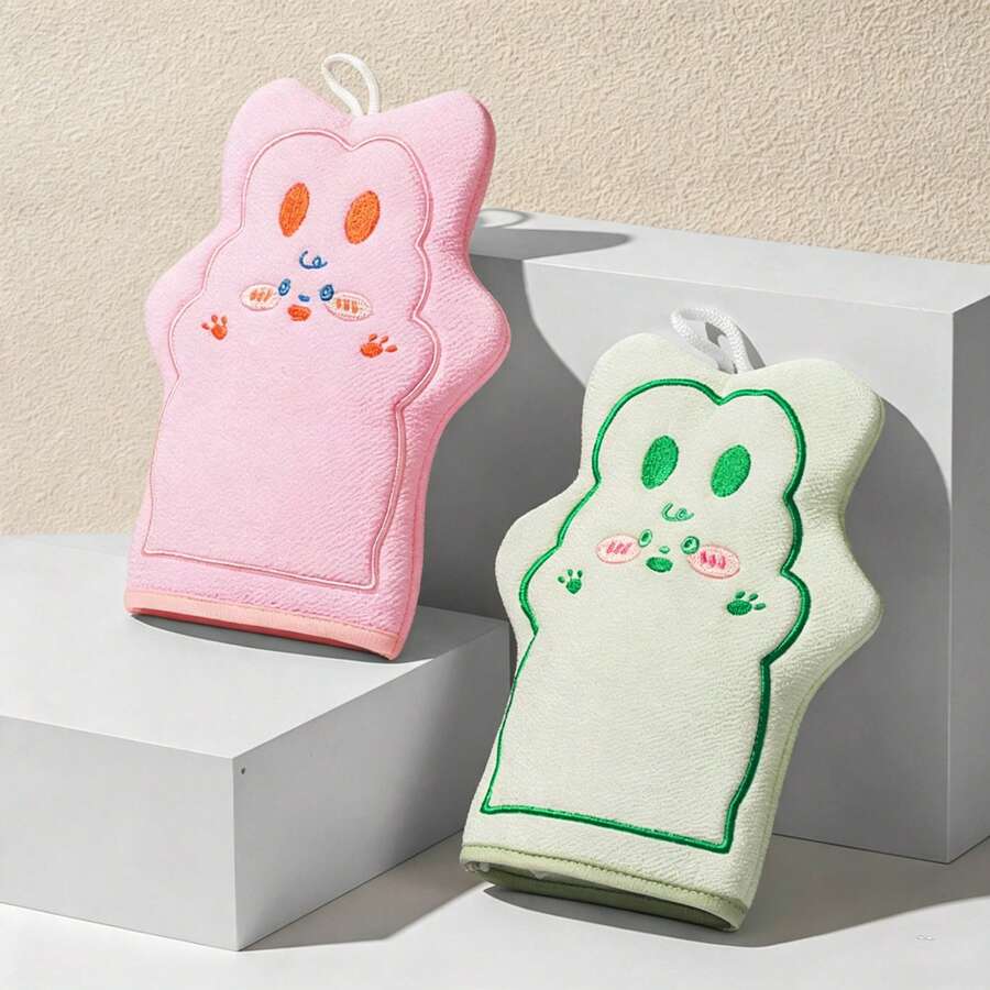 Cartoon Rabbit Exfoliating Bath Mitt, Powerful Scrubbing Glove For Body And Back, Gentle Mud Removal, Deep Cleansing And Exfoliating - Multicolor - View 1