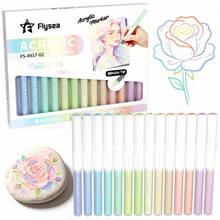 Flysea Acrylic Paint Markers, 1 Box 14 Colors, Liquid Ink Soft Tip, Waterproof Stackable Colorful Painting Graffiti, Coloring Set, First Day Of School - Multicolor - View 10