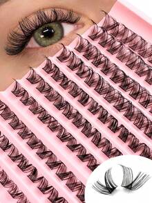 120pcs D Curl Vacation Eyelash Clusters, 8-16mm Thin Style, Reusable, Soft & Natural, Voluminous & Curly, Segmented Single Cluster Lashes, Suitable For Any Style DIY Eyelash Extensions, Beginner Friendly - D - View 1