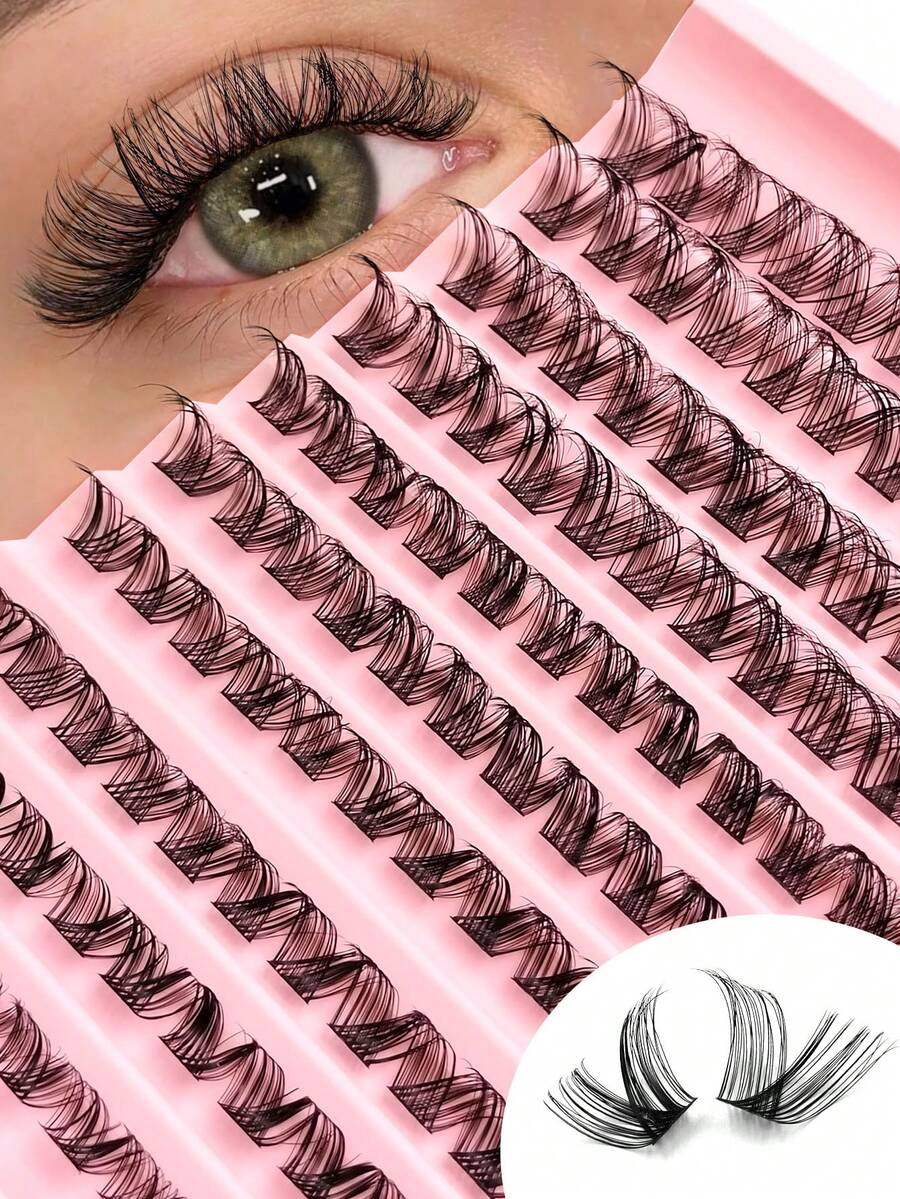 120pcs D Curl Vacation Eyelash Clusters, 8-16mm Thin Style, Reusable, Soft & Natural, Voluminous & Curly, Segmented Single Cluster Lashes, Suitable For Any Style DIY Eyelash Extensions, Beginner Friendly - D - View 1