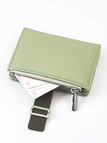 MINGYOU Fashion Soft Textured Handheld Short Wallet Zipper Coin Purse - Green - View 5