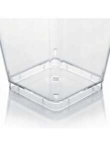 150 Ml Dessert Cups Set Of 25, Clear Square PS Dessert Bowls With Pyramid Design For Mousse Pudding Tiramisu Ice Cream Fruit Salad And Layered Desserts, Reusable Dishwasher Food Containers For Parties Catering And Home Use - View 5