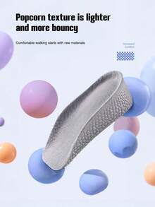 1 Pair/2 Pairs Unisex Thick Soft Sole Height Increasing Invisible Half-Palm Insoles With Arch Support, Comfortable Shoe Accessories For Boots And Sneakers, Suitable For Petite People - Grey - View 3