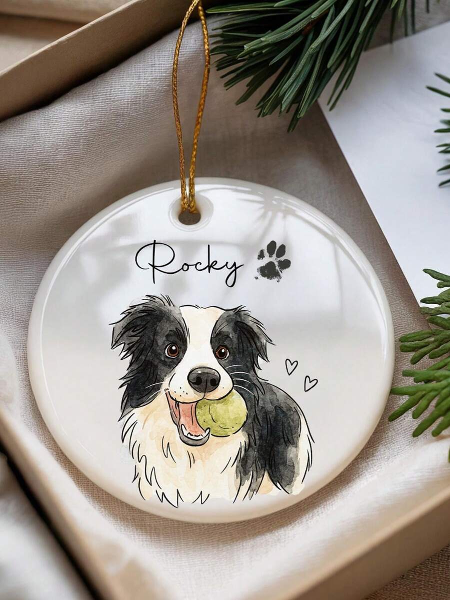 Personalized Watercolor Pet Photo Hanging Ornament, Custom Memorial Keepsake - Multicolor 4 - View 1