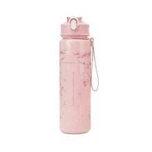 1pc 800ML New Creative Viral Print Space Cup, Portable Drawstring Flip Lid Plastic Cup, Cute Cherry Blossom Pattern, Highly Attractive Straw Water Bottle, Handbag Cup - Multicolor - View 6