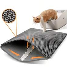 1pc Large Cat Litter Mat, Cat Supplies, Easy To Clean Floor Litter Trapping Mat, Plastic Cat Litter Mat, Cat Supplies - Beige - View 14
