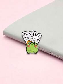 Cartoon Lazy Frog Slogan Lapel Pin Funny Meme Brooch For Backpack Hat Jacket - Green - View 6