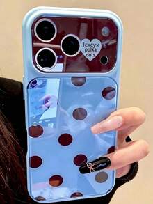 Polka Dot Cute Minimalist Pink Candy Color Phone Case, Compatible With IPhone 17 Pro Max 17 Pro 17 16 Pro Max 16 Pro 16 15 Pro Max 15 Pro 15 14 Pro Max 14 Pro 14, Cute Glossy Jelly Color Anti-Drop Back Cover - Baby Blue - View 1