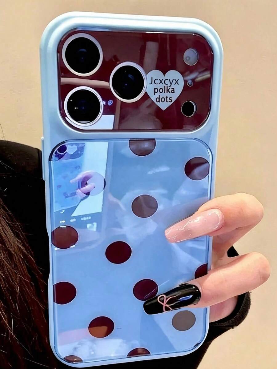 Polka Dot Cute Minimalist Pink Candy Color Phone Case, Compatible With IPhone 17 Pro Max 17 Pro 17 16 Pro Max 16 Pro 16 15 Pro Max 15 Pro 15 14 Pro Max 14 Pro 14, Cute Glossy Jelly Color Anti-Drop Back Cover - Baby Blue - View 1