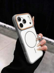 Spray-Painted Matte Dual-Color Magnetic Ring Wireless Charging Shockproof Phone Case Compatible With 17 Pro Max/16 Pro/15 Pro Max/14/13/12 Pro/11/13 Pro Max/14 Pro Max And Other Models, Fashionable Gift For Men And Women - Greyish White - View 1
