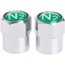 8x N2 Nitrogen Green Copper Tire Valve Caps Rim Proof Covers With Logo Auto Accessories Silver - Multicolor - View 2
