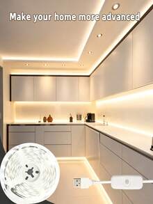 1 Gulungan 3,28 kaki, 2 Gulungan 32,8 kaki, Lampu Strip LED Putih/Putih Hangat 5V dengan Tombol Saklar, Lampu Strip LED USB 2835 LED, Lampu Strip Fleksibel USB Cocok untuk Dekorasi Rumah, Dapat Digunakan untuk Lampu Latar TV, Kamar Tidur, Lemari Pakaian, Dapur, Kabinet, Pencahayaan DIY, Lampu Latar TV, Pencahayaan Dekorasi Kamar Tidur dan Dapur, Lampu Dekorasi Cermin - Putih - View 12