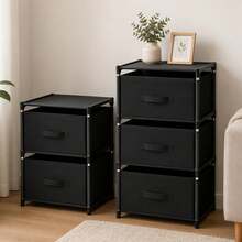 Clothes & Accessories Storage Tower – Drawer Chest For Bedroom & Wardrobe Organisation - Black 3-tier - View 5