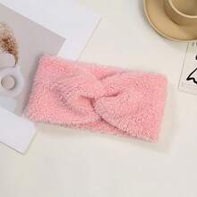 European And American Plush Cross-Over Knitted Headband, Warm Ear Protector Hair Tie, Wide-Brim Face Wash Headband, 1pc Solid Col, First Day Of School - Multicolor - View 11