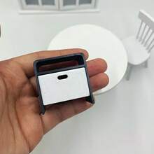 1pc Miniature Realistic Bedside Cabinet Model, Mini Bedroom Drawer Cabinet Decor, Dollhouse DIY Accessory, Miniature World Scene Building - Black - View 4