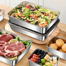 Stainless Steel Fridge Storage Trays 16Pcs Set (8 Containers & 8 Lids), Stackable Rectangular Food Storage Containers, Freezer Friendly Metal Tray For Food Prep, Dumpling & Raw Food Storage - View 6