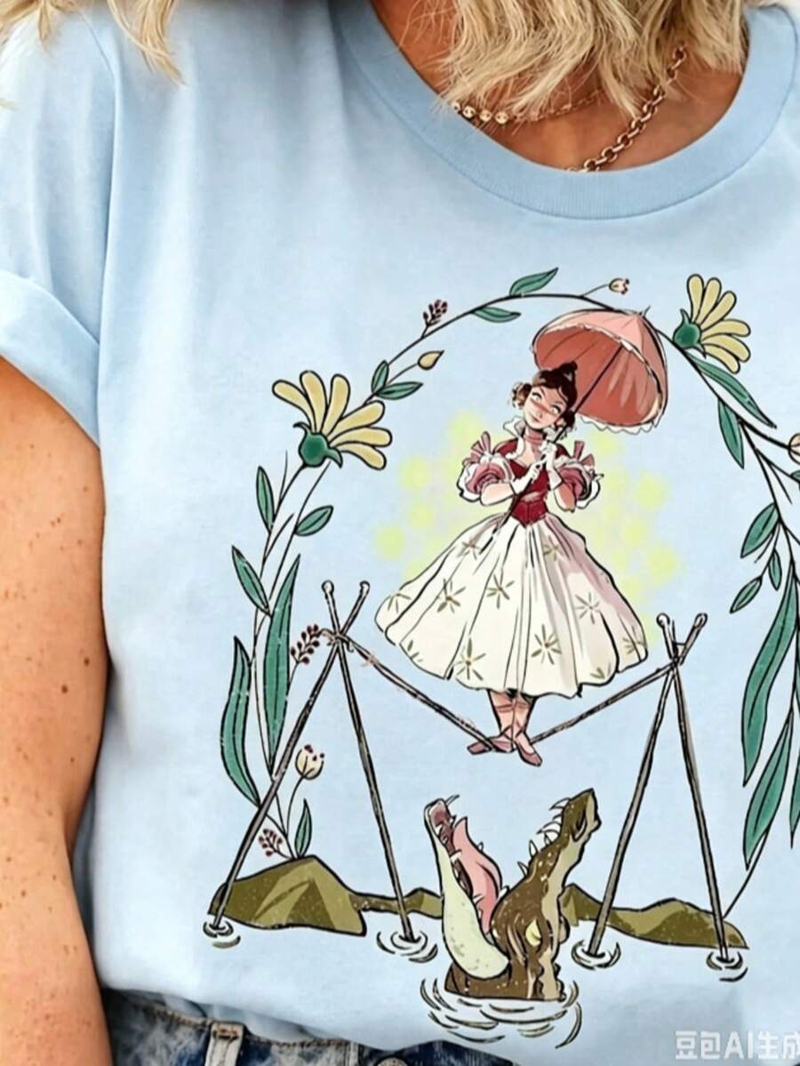 Flower Tightrope Walker Swea Tightrope Girl The Haunted Mansion Shirt Foolish Mortal Land Halloween Family Matching Outfi. Ll Seasons, Fashionable Top - 藍色1 - 查看 1