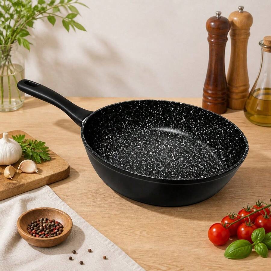 Deep 30cm Frying Pan Aluminum Alloy With Stone-Style Non-Stick Coating, Ergonomic Handle, Suitable For Induction And All Stovetops - 查看 1