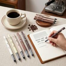 Black Neutral Pen - Coffee Theme Style, Quick-Drying Ink, 0.5mm Fine Tip, Suitable For Journaling, Note-Taking, Office And School Use; Neutral Brown Tone, 5.15 Inches Long, Smooth Writing, Quick-Drying Ink (Random Style) - Random Style - View 6