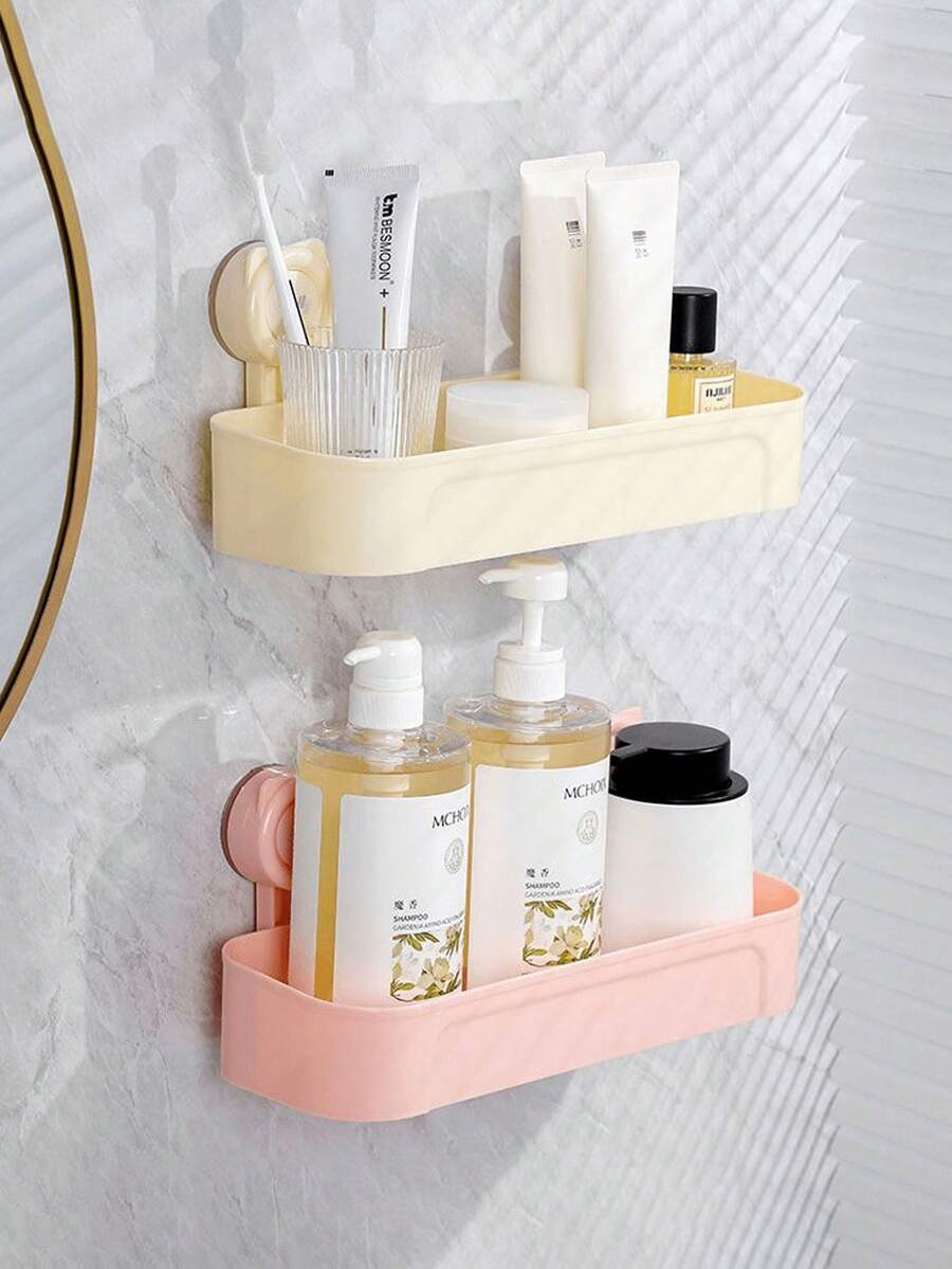 1 Suction Cup Storage Rack, Bathroom Toiletries Counter, Holeless Wall Hanging Rack, Cosmetics Storage Rack, Kitchen Draining Rack, Storage Rack. 2 Colors Available - A - View 1