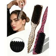 1pc Leopard Print Edge Control Hair Brush, Detangling Hair Comb, Suitable For Flyaways, Hairline Styling, Smooth Ponytail, Updo, Pointed Tail Handle For Easy Sectioning, Curly Hair Comb, Holiday Essential - A - View 2