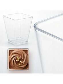 150 Ml Dessert Cups Set Of 25, Clear Square PS Dessert Bowls With Pyramid Design For Mousse Pudding Tiramisu Ice Cream Fruit Salad And Layered Desserts, Reusable Dishwasher Food Containers For Parties Catering And Home Use - View 4