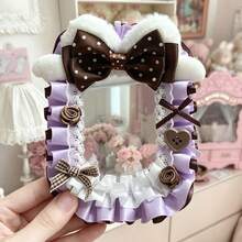 1pc Handmade Collectible Card Sleeve, 3-Inch Idol Card Storage Protector, Compatible With Instax, Anime Photo, Plush Ear Heart Lace Button Polka Dot Bow Ruffle Card Holder, Lolita Card Frame, Transparent PVC Scratch-Resistant Dust-Proof Protective Shell - A - View 7