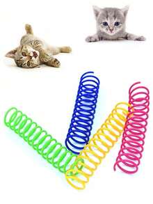 Cat Toy, Cat Spring Ball Retractable Spring Toy, Colorful Spring Tube, Interactive Rolling Ball Colorful Lively Spring Coil, Spring Action Toy For Caged Mice, Indoor Cat Pet Supplies, Durable And Sturdy, Encourage Cat Exercise, Random Color - View 2