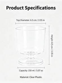 時尚 150ml 可重複使用透明塑膠慕斯杯，輕量多用途甜點烘焙容器，耐用透明餐具，適用於蛋糕裝飾、生日派對、婚禮招待會及各種節日慶祝活動，便利派對用品 - 彩色 - 查看 3