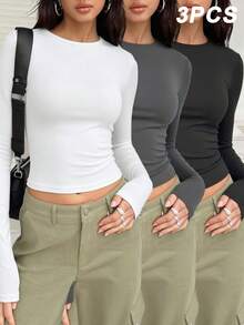 Women T-Shirts - Black Gray White - View 2