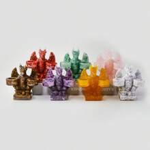 1PC Natural Amethyst Crystal Dragon Statue, Double Candle Holder Figurine, Reiki Healing Feng Shui Decor, Home & Office Desktop - Resin Fire Dragon Figurine - View 3