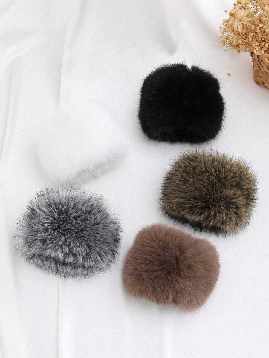 1 Par de Aquecedores de Pulso de Pele de Raposa Sintética Fofa para Mulheres, Punhos de Manga de Pelúcia Elástica Quente, Luvas de Inverno para Mulheres, Punhos com Acabamento de Pele Destacável, Adequado para Jaquetas de Pluma de Inverno, Casacos, Roupas Lolita, Cosplay - Multicolorido - Visão 1