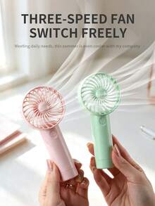 AOYI 1pc 500mAh Rechargeable Portable Handheld Mini Fan With 3 Speed Adjustments, Comes With USB Charging Cable And Lanyard - Multicolor - View 6