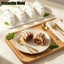 Pistachio Silicone Mold, 4-Cavity Non-Stick Baking Mold, Suitable For Mousse Cake, Chocolate, Pastries, Pistachio-Shaped Candy Jelly Mold, Home Baking And Party Dessert Decoration - Multicolor - View 3