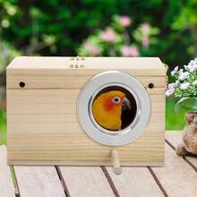 1pc Parrot Nest Box, Natural Wood Bird Nesting Box, Small Bird House Breeding Box, Suitable For Lovebirds, Cockatiels, Parrot Mating, Bird Cage Use - View 5