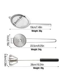 1pc/3pcs Stainless Steel Baking Tool Set, Fine Mesh Flour Sifter, Egg Yolk Separator, 10-Inch Semi-Automatic Egg Beater, For Cake Baking, Cooking And Dessert Making Egg Mixer Powder Filtration Tool - View 2