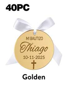 Personalized Baptism Gift Tags, Customized Gold Acrylic Cross Baptism Party Favor Tags, Baby Baptism Party Decoration, Gift Box Labels, Keepsake Charms - Multicolor - View 11