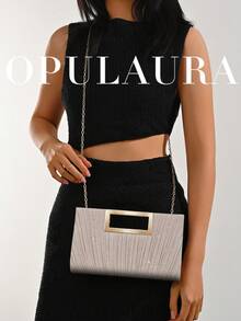 OpulAura 歐美女款時尚閃亮水鑽晚宴包，奢華亮片鑽石手拿包，高端閃耀晚宴包，靜奢風手提包，適合舞會、派對、雞尾酒會、生日派對，可搭配洋裝，適合作為生日禮物、新娘手拿包 - 金色 - 查看 9