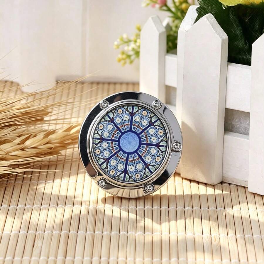 對稱花朵折疊掛鉤蝴蝶桌邊辦公桌面掛式收納袋 便攜掛鉤 女款女孩適用 工作居家收納 - 彩色 - 查看 1