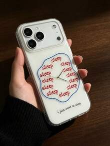 1 buah Casing Ponsel Motif Jam Teks Tidur Lucu, Tekstur Bulu, Tahan Guncangan dan Gores, Pelindung Transparan, Aksesori Estetika Minimalis dan Lucu, Hadiah Ideal untuk iPhone 11 12 13 14 15 16 17 Pro Max - MultiWarna - View 2