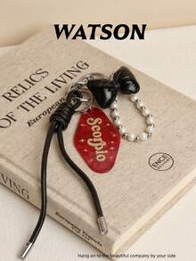 Women's Fashion Bag Charm Cool Bow Pearl Acrylic Plate Black - Black - View 4