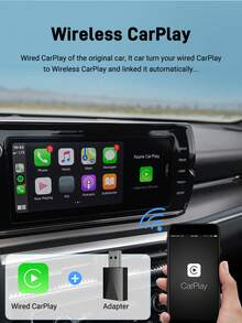 XUDA 2026 New Mini Wired To Wireless 2-In-1 Adapter, Wireless CarPlay & Android Auto, Plug And Play, Compatible With 99% Original Vehicles With CarPlay/Android Auto, 2.4~5.0 GHz WiFi5 - A - View 2