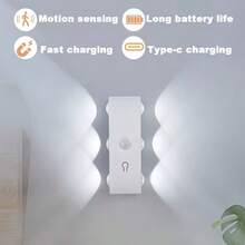 LED Smart Night Light With Motion Sensor, USB Rechargeable, Top And Bottom Lighting, RGB Gradient Ambient Light, Dimmable, Suitable For Entryway, Stairs, Bedroom, Living Room, Hallway, Garage - Rectangular Prism - View 4