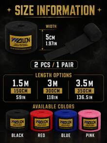 2pcs/Set Combat & Sanda Hand Protection, 3.5m Boxing Hand Wraps, Suitable For Boxing, Muay Thai Training - Multicolor - View 2