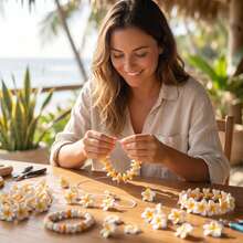 10pcs Soft Clay 25mm Plumeria Flower Straight-Hole Beads Polymer Clay Hawaiian-Themed Flower Beads Are Suitable For Jewelry DIY Making - 10pcs Plumeria Flower Beads - View 9