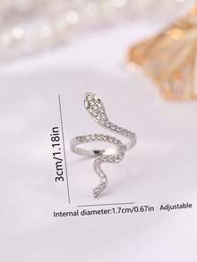 Nooxian 1pc Women's Stainless Steel Serpentine Open Ring - Silver - View 4